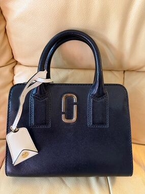 🔥🔥🔥Marc Jacobs Little Big Shot Color-block Black Leather Satchel Handbag